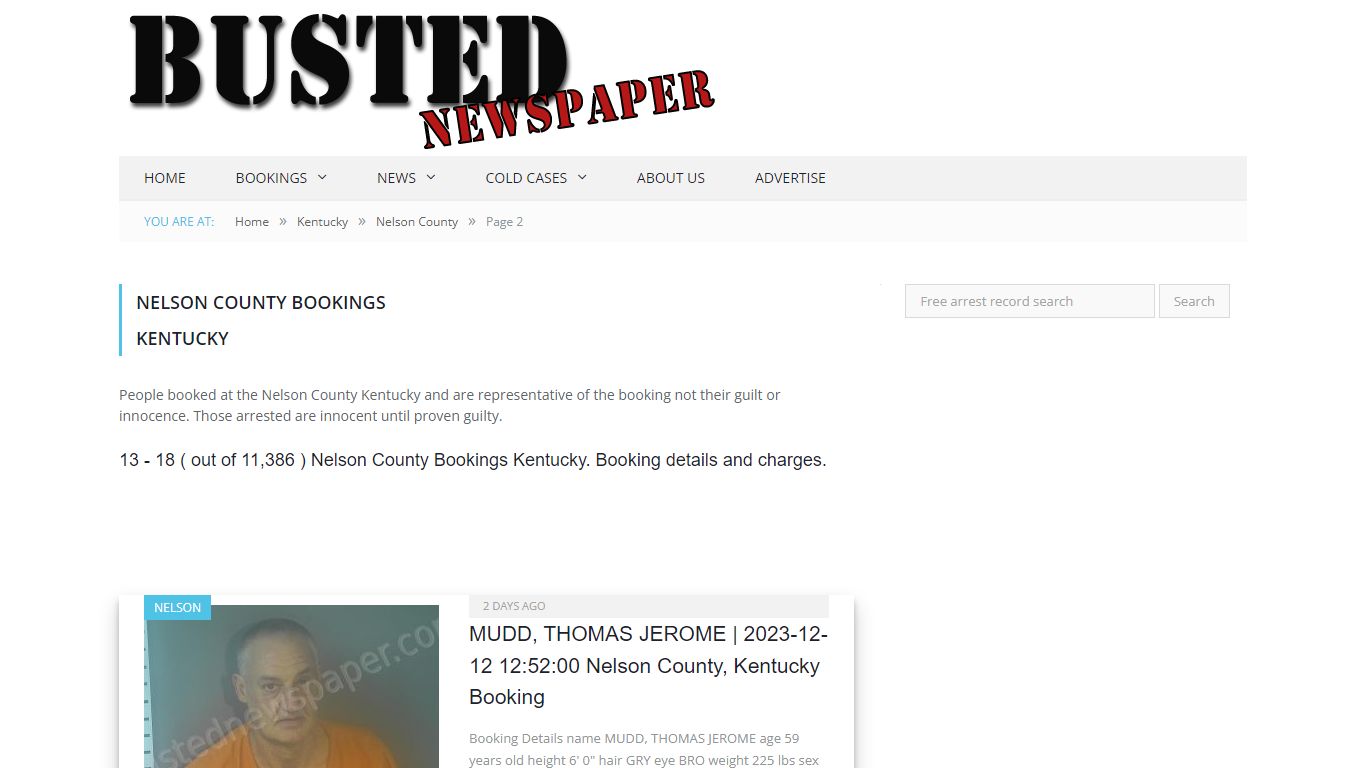 Nelson County, KY Mugshots - page 2 - BUSTED NEWSPAPER